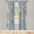thumbnail image 3 of Ambesonne Floral Curtains, Orange Flowers Vintage Plot, Pair of 28"x95", Dark Ceil Blue and Apricot, 3 of 5