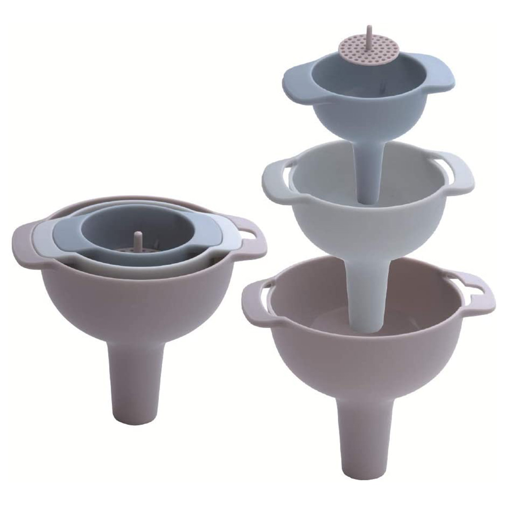 Kitchen Funnel Set Food Grade Plastic Funnels With Detachable Strainer Filter FD