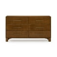 thumbnail image 5 of Sera Fluted 6 Drawer Dresser with Brass Handle, Pecan, 5 of 8