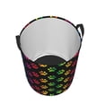 thumbnail image 3 of PAYOHTO Foldable Laundry Room Hamper Bucket Waterproof Bathroom Basket for College Student Living Room Storage Pillows Blankets Paw Prints Gradient Rainbow Colors, 3 of 8