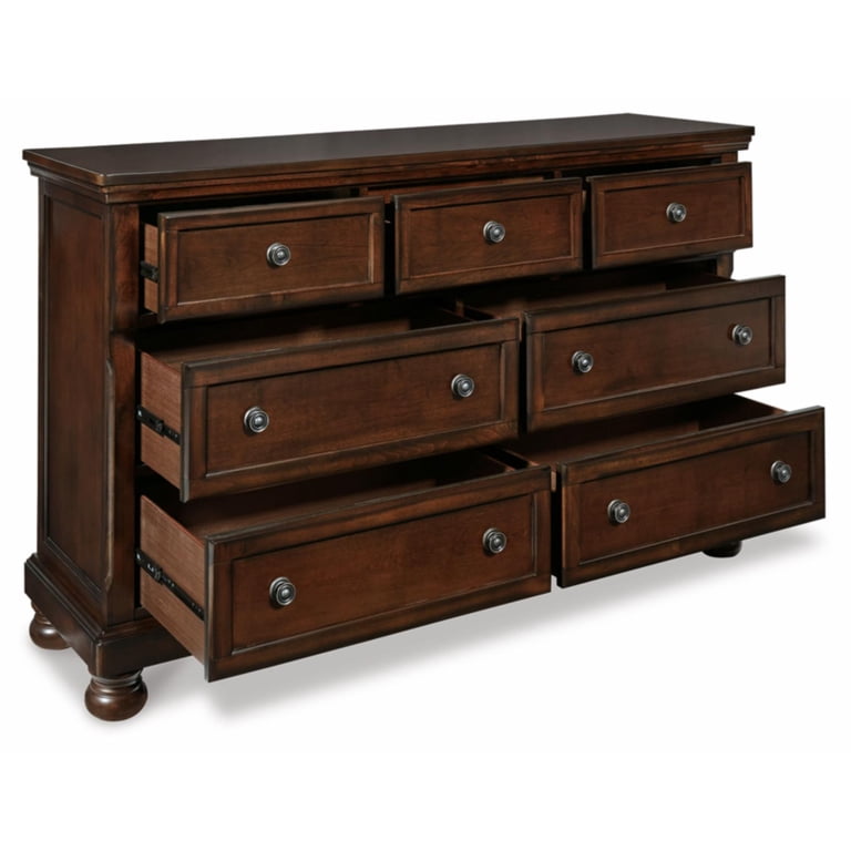 Ashley Furniture Porter 7-Drawer Traditional Wood Dresser in Dark Brown -  Walmart.com
