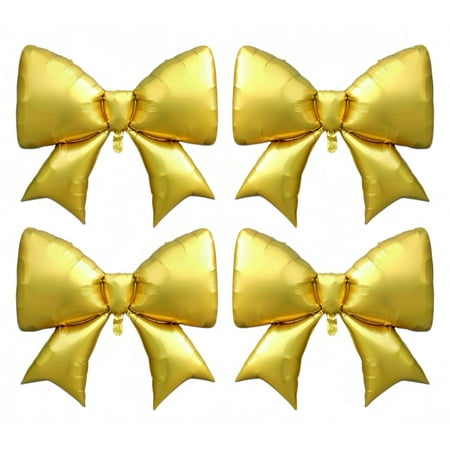 4 Pcs 38 Inch Giant Gold Bow Balloons for 2025 Graduation Party Decor/Gold Birthday,Golden Bachelorette Nights,Corporate Celebrations,Hollywood-themed Events, Princess Party Celebration Supplies