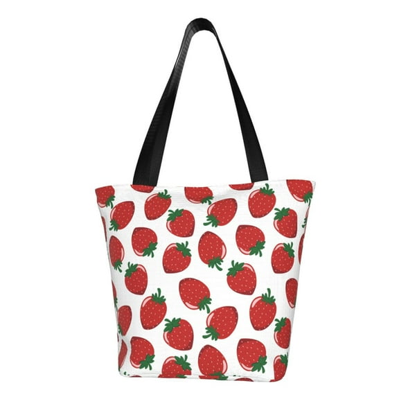 Rocae Hand Drawn Strawberry for Shoulder Bags for Women Tote Bag for Women with Zipper Closure