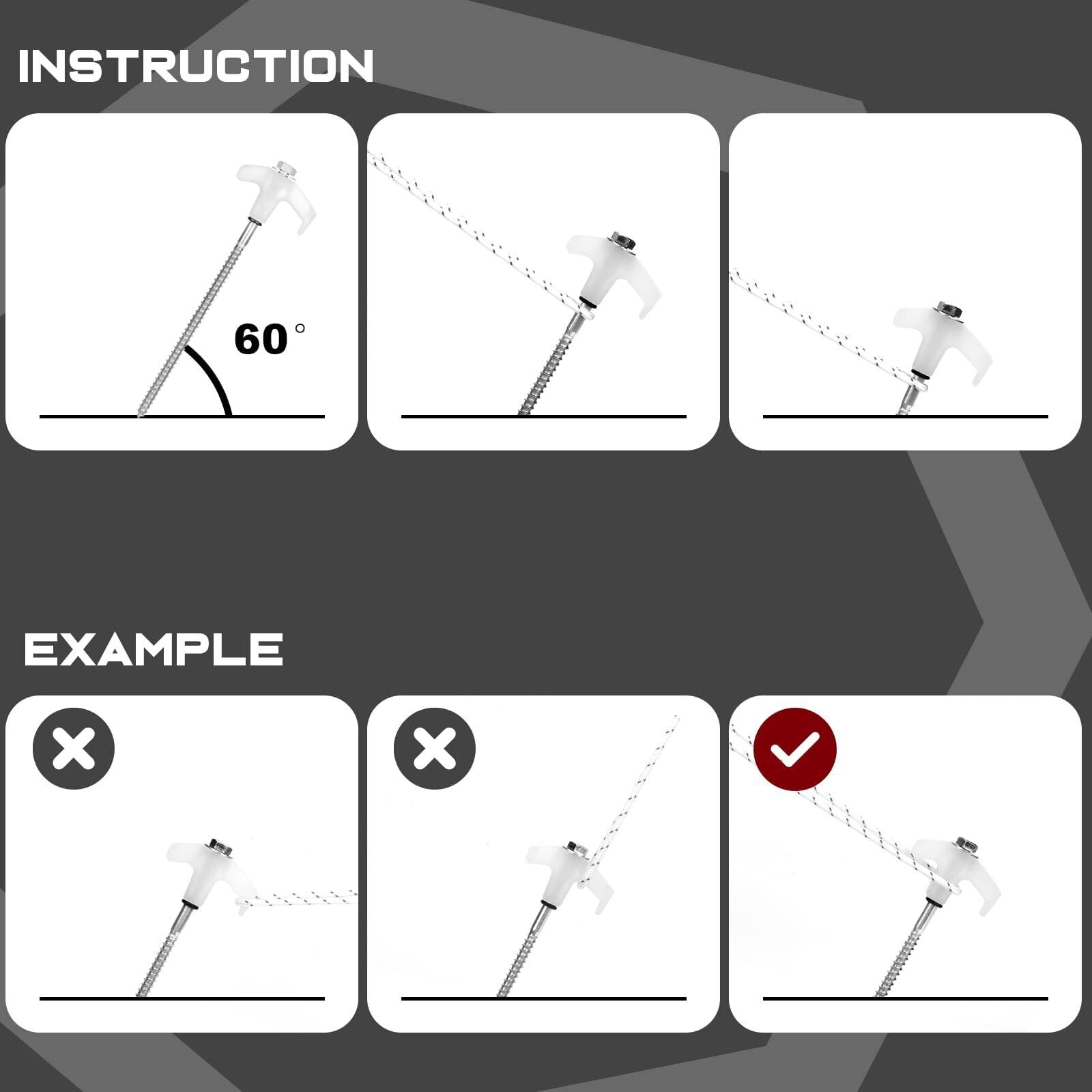 10 Tent Stakes Heavy Duty Tent Stakes Screw in Metal Camping Stakes with Lumi...