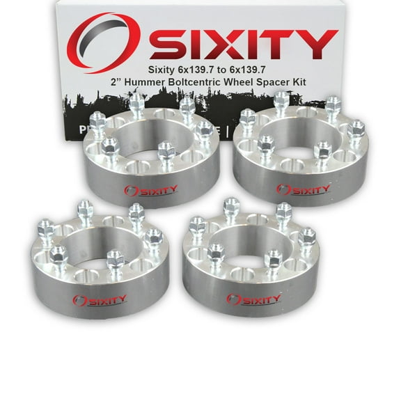 Sixity Auto 4 pc 2" 6x139.7 Wheel Spacers compatible with Hummer H3 Truck SUV M12x1.5mm 1.25in Studs Lugs