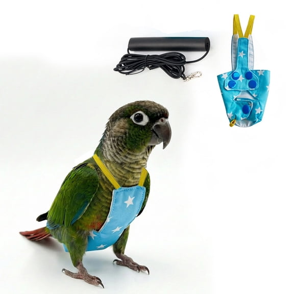 Adjustable Escape-Proof Parrot Flight Suit Bird Harness and Leash Set Parrot Diaper Harness Flight Clothes Training Harness Vest Comfortable Polyester Strap for Conures Lovebirds Outdoor(E,M)