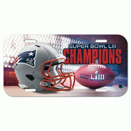Celebrates New England Patriots Framed - New England Patriots WinCraft Super Bowl LIII Champions Plastic License Plate - No Size