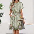 thumbnail image 2 of Chinese Traditional Flower Birds Dress Fashion Beach Short Sleeve Dresses Female Party Printed Sundress, 2 of 7