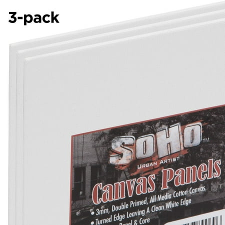 10' 22' Flat Panels - SoHo Urban Artist Canvas Panels For Art - 10 Ounce Double Primed Cotton Acid-Free Panels Bonded Board That Allows It To Go Back Flat - 3-Pack