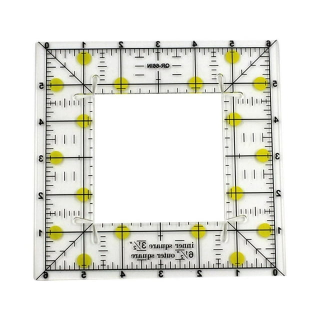 PENGXIANG Square Quilting Ruler | Clear Acrylic Sewing DIY Template | Quilter Ruler Fabric Cutting Ruler With Double Colored Grid Lines For Easy Precision Cutting Sewing Patchwork Hollow