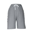 thumbnail image 3 of THDHVS Bermuda Shorts for Women,Women's Shorts,Striped and Linen Pants with Adjustable Buttons The Side Dark Gray L, 3 of 5