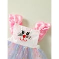 thumbnail image 5 of FEORJGP Kids Girls Easter Dress Toddler Baby 6M 1T 2T 3T 4T Sleeveless Sequins Tulle Dress Embroidery Bunny Party Dress Square Neck Colorful Princess Dress for Summer Daily Party, 5 of 9