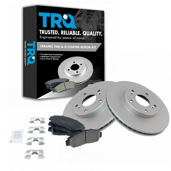 TRQ Front Brake Pad & Rotor Kit Brake Pads Brake Rotor Ceramic Premium G-Coated Fits Select 2003-2007 Honda Accord 2006-2010 Civic