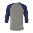 thumbnail image 3 of Unisex Three-Quarter Sleeve Baseball Tee Color Grey/ Navy Triblend X-Large Size, 3 of 4