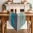 thumbnail image 3 of Table Runners 120 Inches Long, Turquoise Wooden Grain Cotton Linen Kitchen Dining Coffee Table Runner for Party Home Decor, Country Vintage Mottled Stripes Tabletop Dresser Scarves 13x120 Inch, 3 of 9