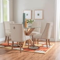 thumbnail image 5 of Linon Hale 5 Pce Upholstered Dining Set Round Table in Natural Wood/Gray Fabric, 5 of 15