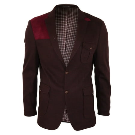 TruClothing Men s Wine Wool Tweed Jacket Hunting Check