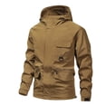 thumbnail image 7 of LYSMORA 2026 Men's Multi Pocket Hood Utility Softshell Jacket, Cargo Zipper Waist Pockets Hook Loop Cuff Long Sleeve Loose Fit Hiking Travel Outerwear, 7 of 7