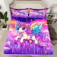 thumbnail image 2 of Homewish Colorful Lovely Unicorn Bed Sheets,Starry Sky King Sheets,Cartoon Rainbow Wings Sheet Set For Girls Kids,Luxury Bedroom Decor,4 Pieces, 2 of 7