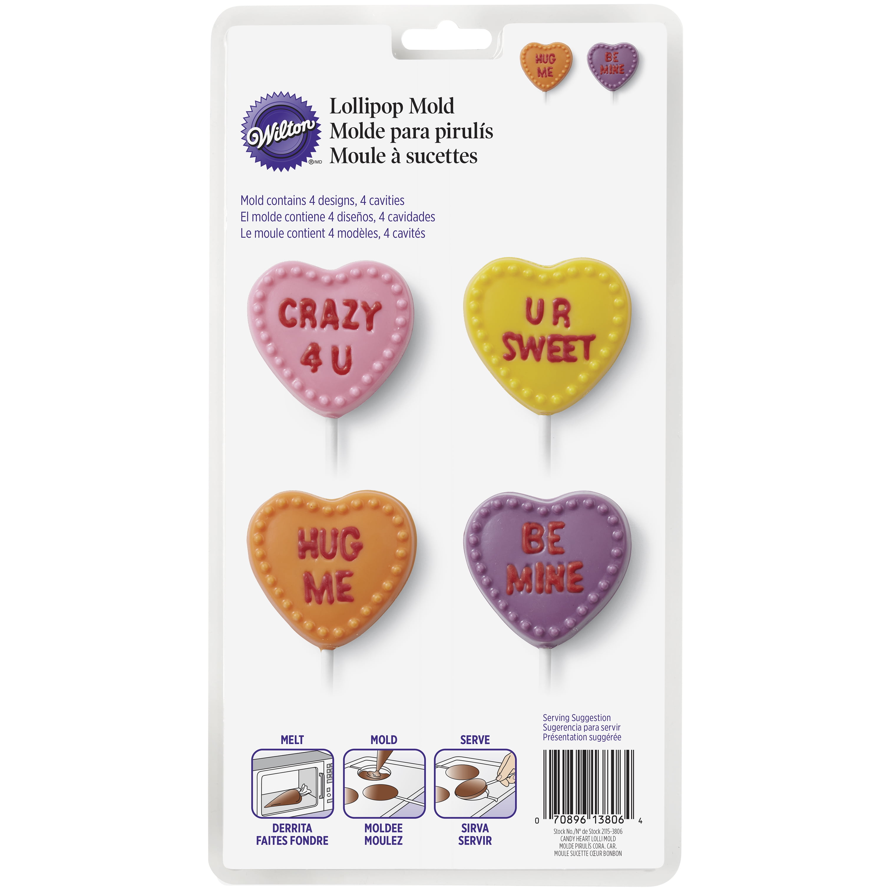 Wilton Valentine's Day Heart Candy Mold, Plastic, 4 cavity