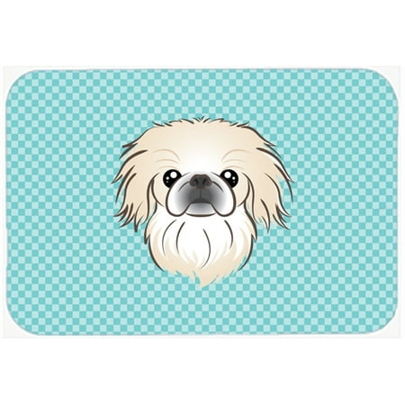 Checkerboard Blue Pekingese Mouse Pad, Hot Pad or Trivet BB1159MP