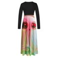 thumbnail image 4 of Dress for Women Casual,3/4 Sleeve Dress,Womens Fashion Printed Long Sleeve Round-Neck Pullover Patchwork Dress, 4 of 5