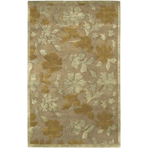 BoutiqueRugs Brown Traditional Wool 2x3 Accent Rug Hand Knotted Moss Walnut Seashell Light Beige Taupe Floral Hardy Entryway Bedside Nursery Mudroom Bathroom Powder Room Stain Resistant Non-Shedding