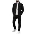 thumbnail image 1 of Ketyyh-chn99 Men's Tracksuit Sweatsuit 2 Piece Set Men's Solid Color Zip Front Cardigan Jacket Trousers Set Size for S,Black, 1 of 5