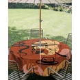 thumbnail image 3 of Outdoor Tablecloth with Umbrella Hole Zipper Western Boho Round Tablecloth 60" Waterproof Outside Table Cloth Vintage Cowboys Abstract Cactus Plant Orange Patio Table Cover Tablecloths for Picnic, 3 of 8