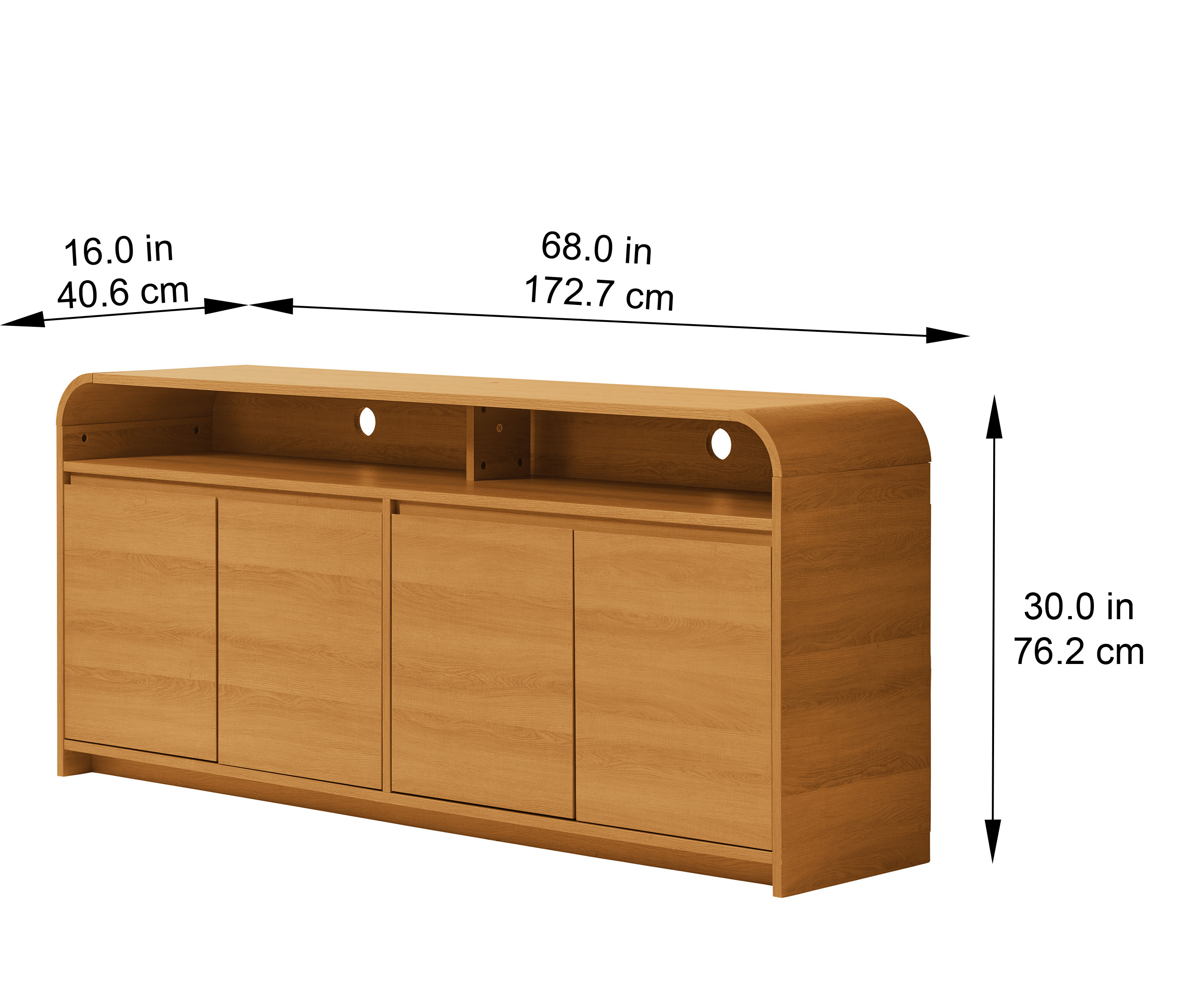 Better Homes & Gardens Juliet Curved TV Stand for 75 in TVs, Light Honey photo 6
