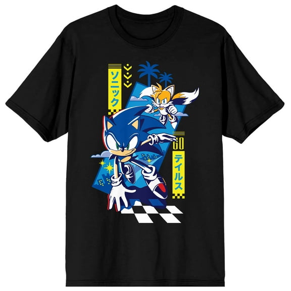 Sonic the Hedgehog Modern Sonic and Tails Men's Black Graphic Tee