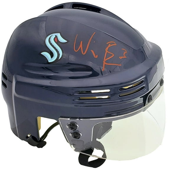 Will Borgen Autographed Seattle Kraken Blue Mini Helmet Fanatics Holo 200305