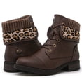 thumbnail image 1 of GLOBALWIN Women's Brown/Leopard lace Up Boots for Women with Low Heel 6M, 1 of 7