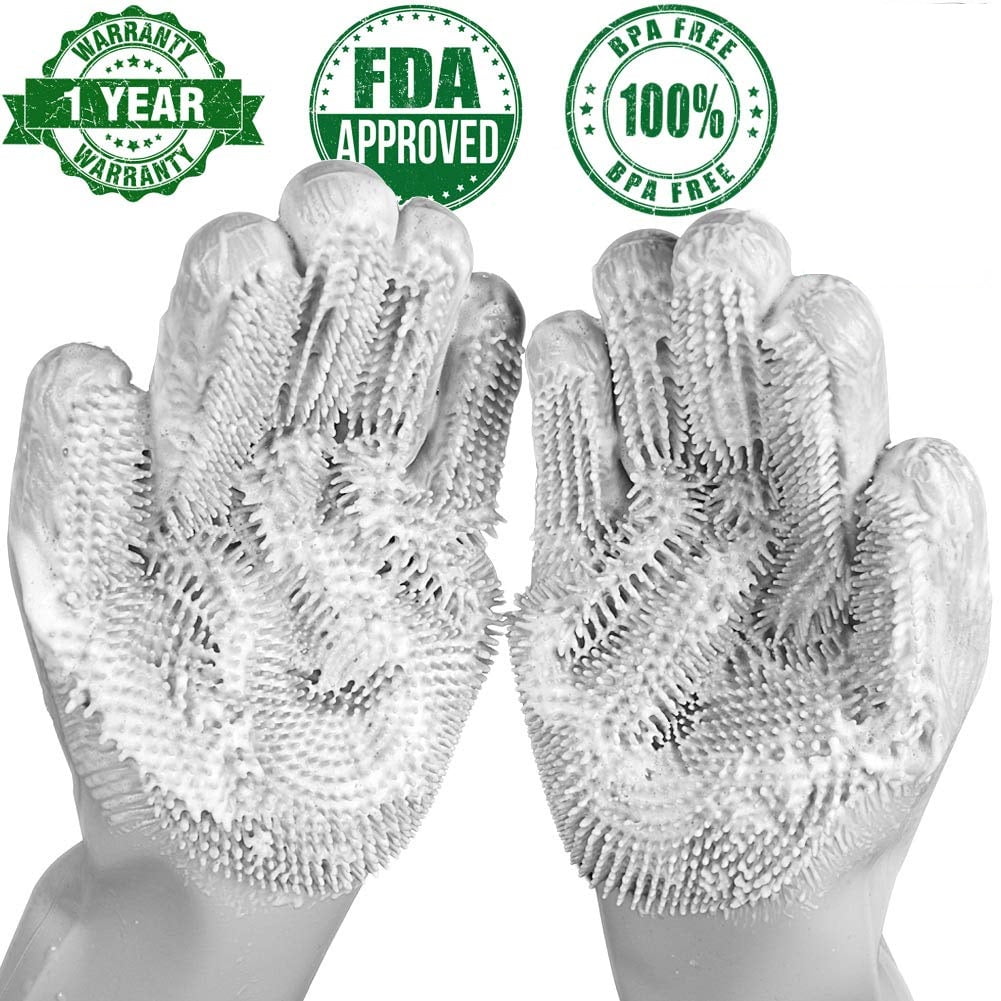 Magic Silicone Gloves, Reusable Dishwashing Gloves with Wash 