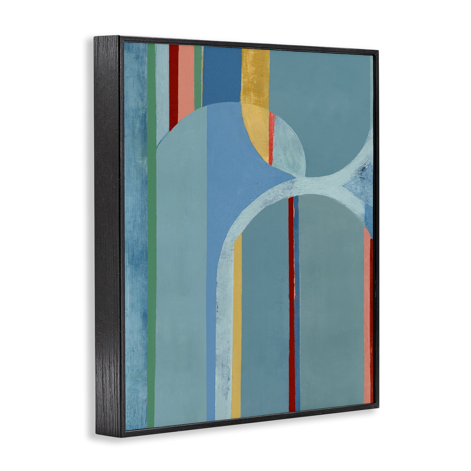 Stupell Industries Funky Blue Arches Abstract Painting Black Framed Art Print Wall Art, 24 x 30