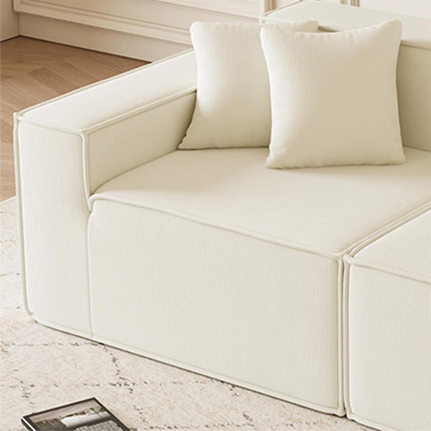 Demi Bonn 78" Versatile Modular Loveseat Sofa, Deep-Seat Comfort Couch with Soft Corduroy Fabric for Small Spaces, Living Room, Beige