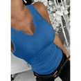 thumbnail image 3 of Vafful Women Tank Tops V Neck Summer Slim Slim Stretch Workout Sleeveless Tops Ribbed Racerback Blouses Blue X-Large, 3 of 7