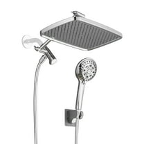 Cobbe 12 Inch High Pressure Rain Shower Head with Extension Arm, Dual Shower Head with 8 Modes Handheld Spray Combo, Chrome