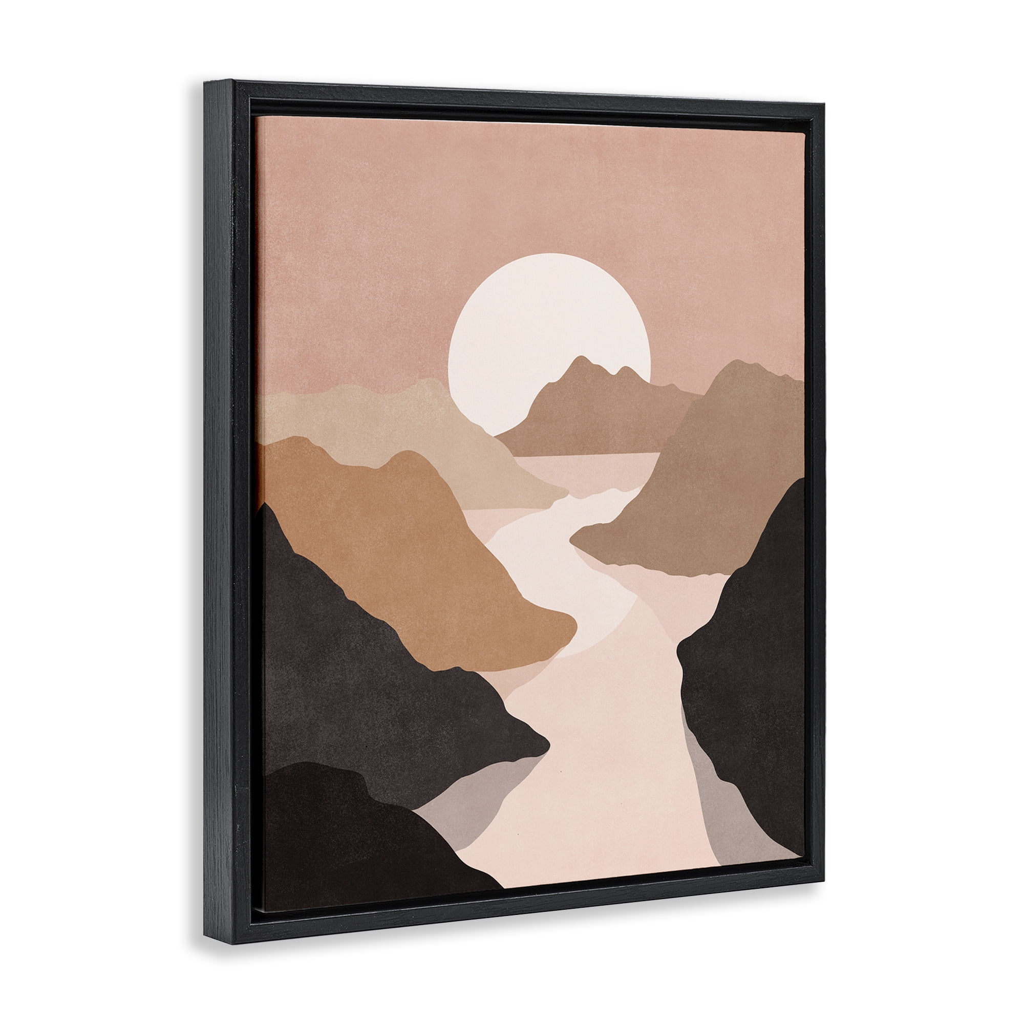 Stupell Industries Rust Boho Stream Landscape & Nature Painting Black Floater Framed Canvas Art Print Wall Art, 17 x 21