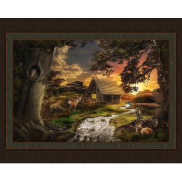 Peaceful Cabin Cotton Panel Fabric