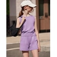 thumbnail image 4 of Arshiner Girls Summer Outfits 2 Piece Short Sets Sleeveless Tops and Shorts with Pockets Kids Clothes, 4 of 6
