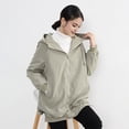 thumbnail image 4 of Fall Spring Women Jacket Short Front Long Back Split Hem Hooded Drawstring Zipper Closure Cardigan Windproof Outdoor Overcoat Travel Camping Coat, 4 of 8
