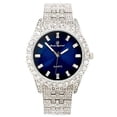 thumbnail image 3 of Charles Raymond Mens Watch w/Matching Iced Rolly Hip Hop Bracelet-Big Rhinestones on Trim and Elegant Baguette Time Indicators on Dial-Master Bling Designer-ST10226B (Matching Silver/Royal Blue BA), 3 of 7