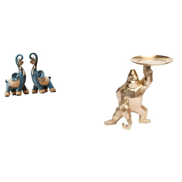 Escultura De Elefante Y Figura De Resina Moderna, Adorno Artístico Coleccionable Con Bandeja Para Servir, Ideal Para Escritorio, Estantería, Decoración Del Hogar, Oficina, Regalos, Sala De