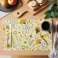 thumbnail image 2 of Abstract Flowers Placemats Set of 4 Yellow Green Floral Leaf Retro Botanical Heat Insulation Washable Place Mats, Rustic Non-Slip Table Mats for Dining Table Party Kitchen Decor,13x19 Inch, 2 of 9