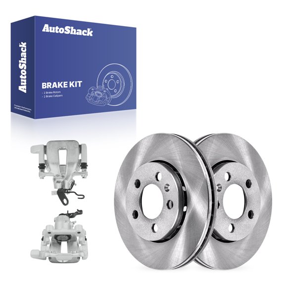 AutoShack Rear Vented Brake Rotors   Calipers 4-PC Brake Kit Replacement for 2005 Volkswagen Jetta 10.08" (256 mm)