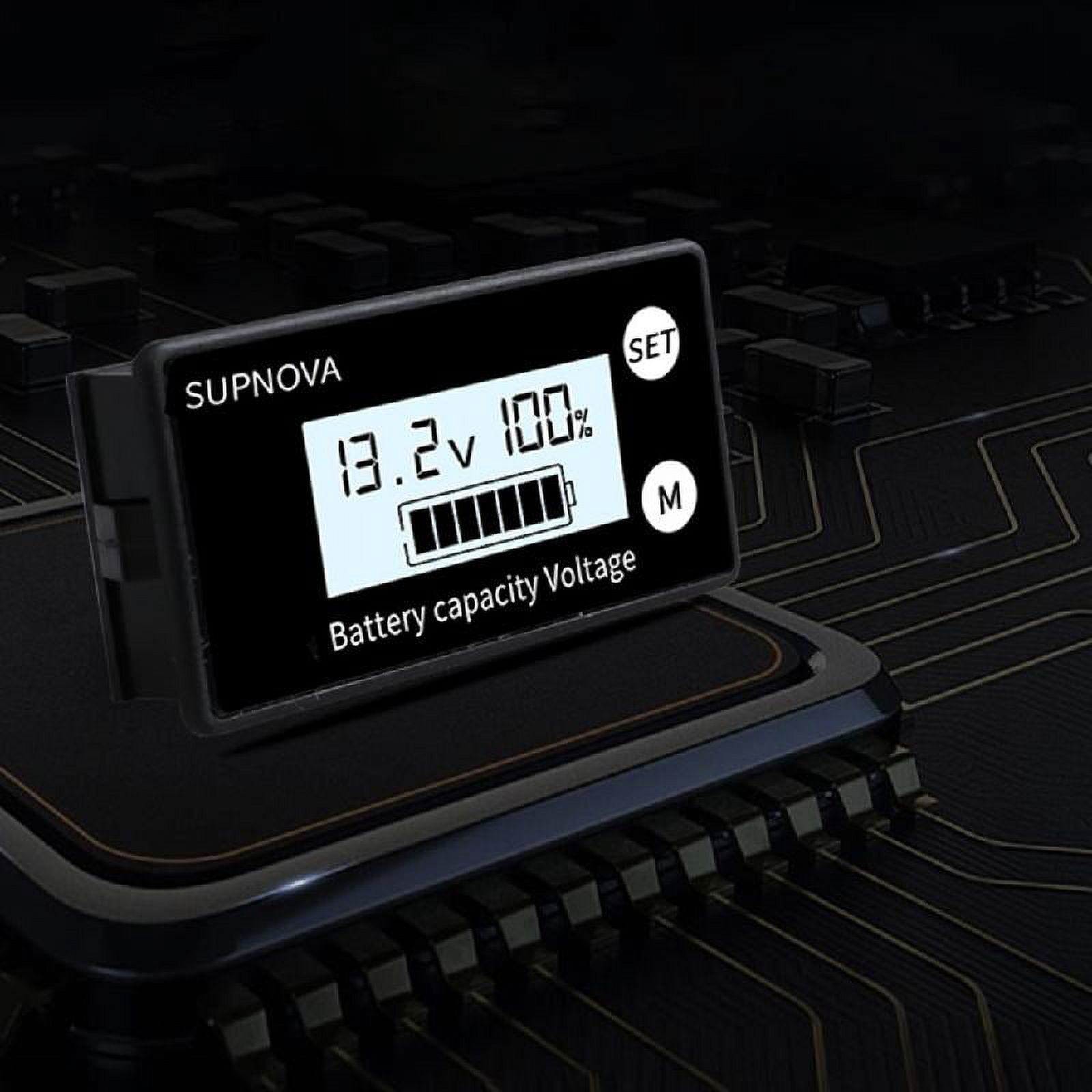 Necvior Battery Capacity for 12V 24V 48V 72V Acid Lithium LiFePO4 Car Motorcycle Voltmeter Panel