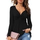 thumbnail image 2 of Primavera mujer moda cuello en V manga larga Color sólido Sexy Casual camisetas Fridja  czfsfas5433, 2 of 8
