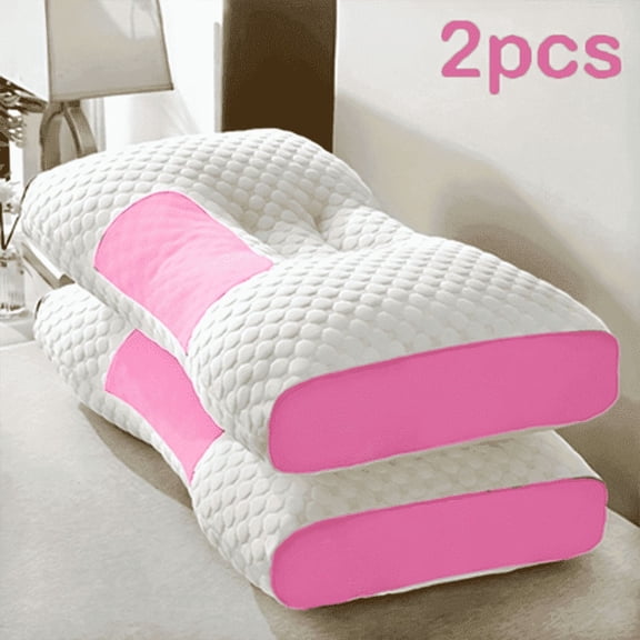 2-Pack Neck Pillow Soft Knitted Massage- Adjustable Ergonomic Orthopedic Contour Support, High Quality Pillow Core, Removable Cover for Sleeping Comfort