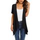 thumbnail image 1 of ICHUANYI Clearance Women Casual Solid Short Sleeve Cardigans Drape Open Front Lightweight Summer High Low Hem Tops With Pocket(Black, L) ICHUANYI WER2023080916042, 1 of 7